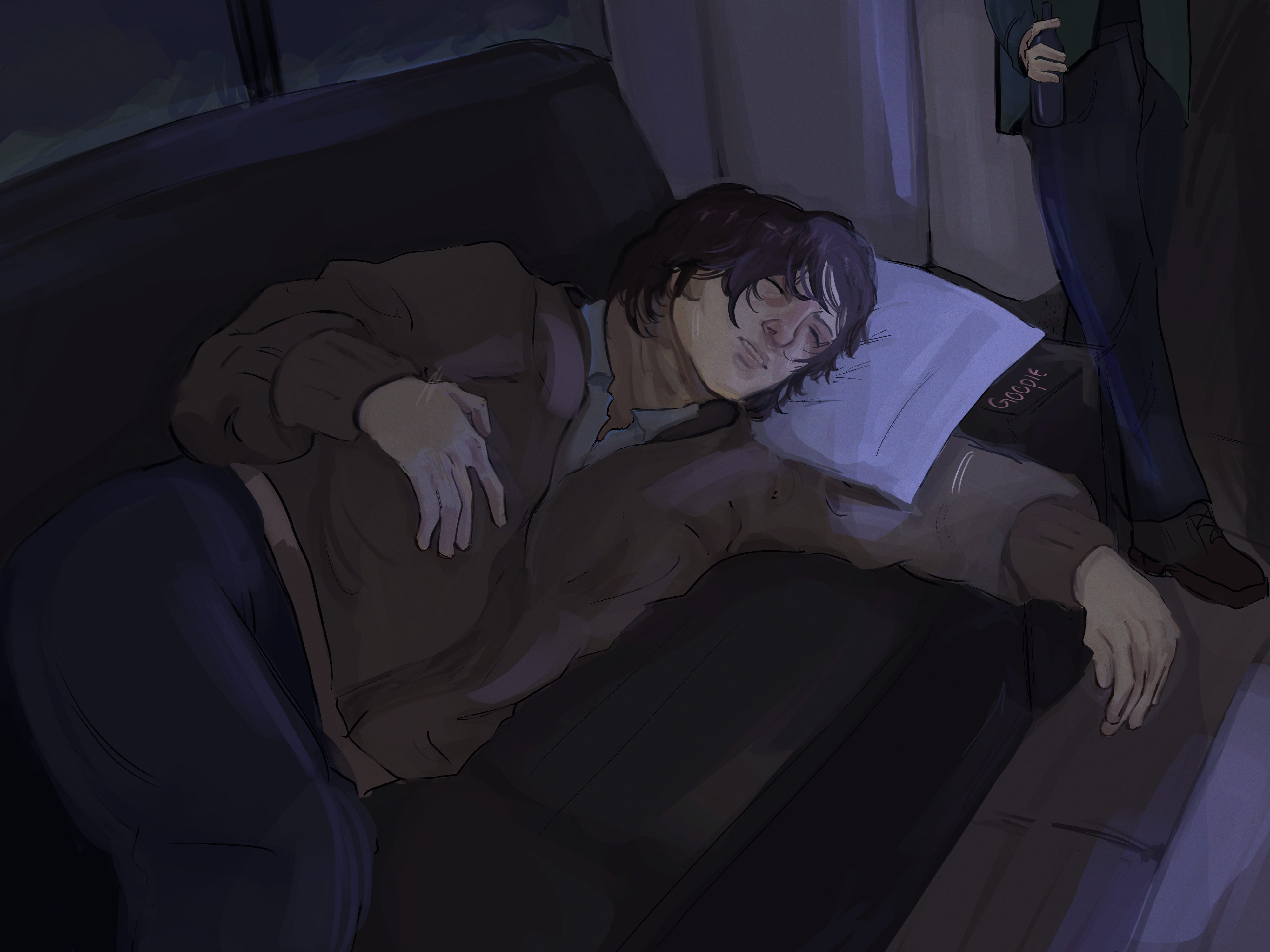 sam winchester sleeping on a couch